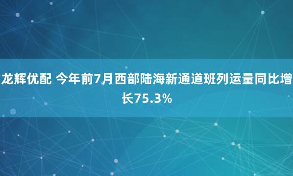 龙辉优配 今年前7月西部陆海新通道班列运量同比增长75.3%